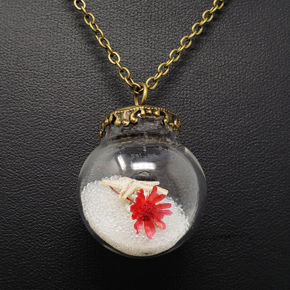 Starfish Beach in a Glass Globe Necklace